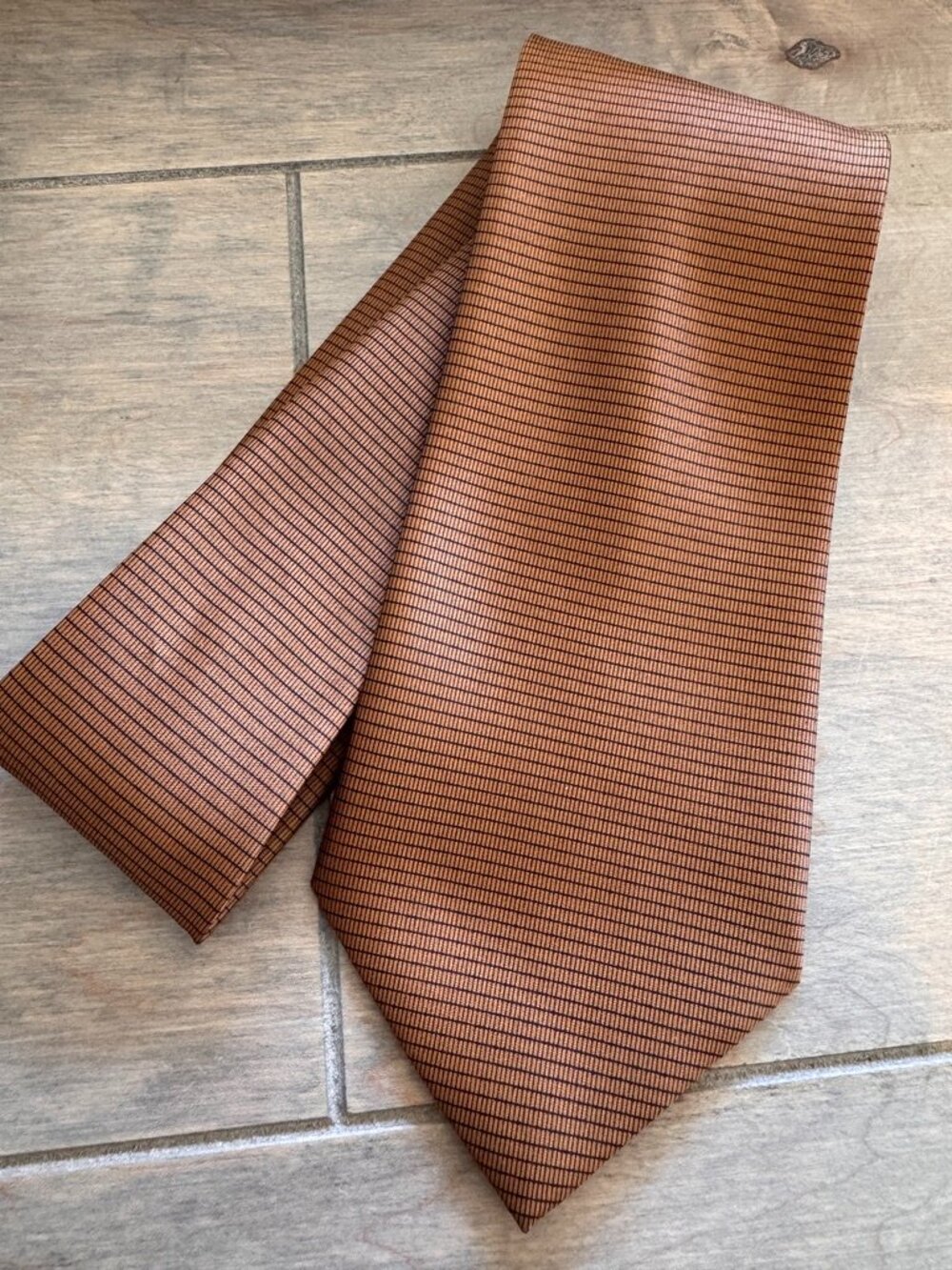 Understated! Men's Copper Brown Micro Stripe Necktie